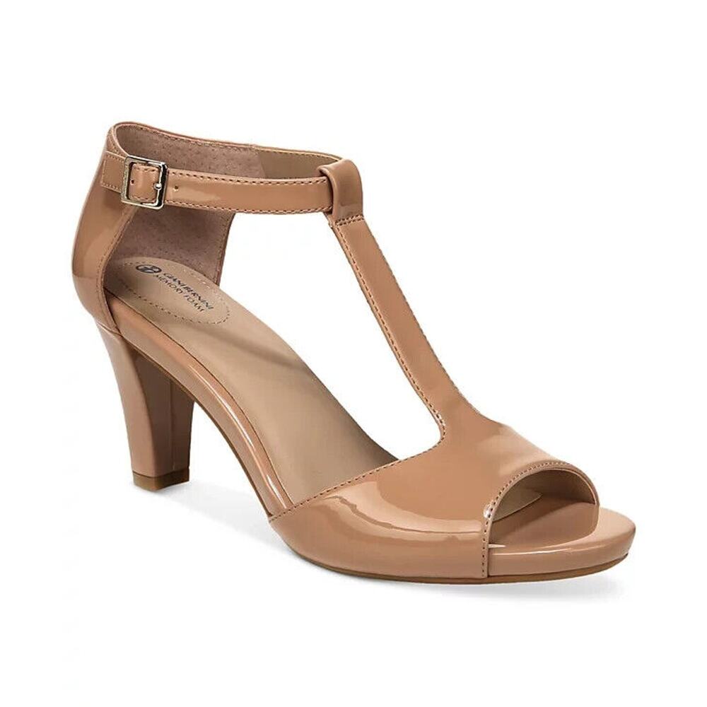 Giani Bernini Women's Claraa T-Strap Dress Sandals, Nude Patent Size 8.5M